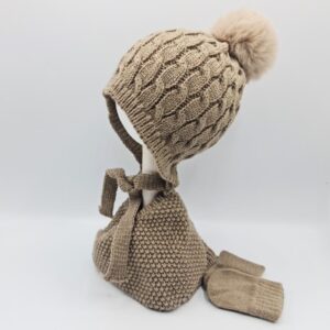 Conjunto marron 3 piezas, gorro , cuello y manoplas Monnuage